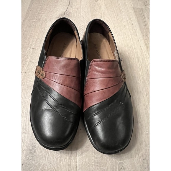 Aravon Shoes - ARAVON DANIELLE-Women's Size 8.5M (US) Slip On Black Brown Comfort Shoes